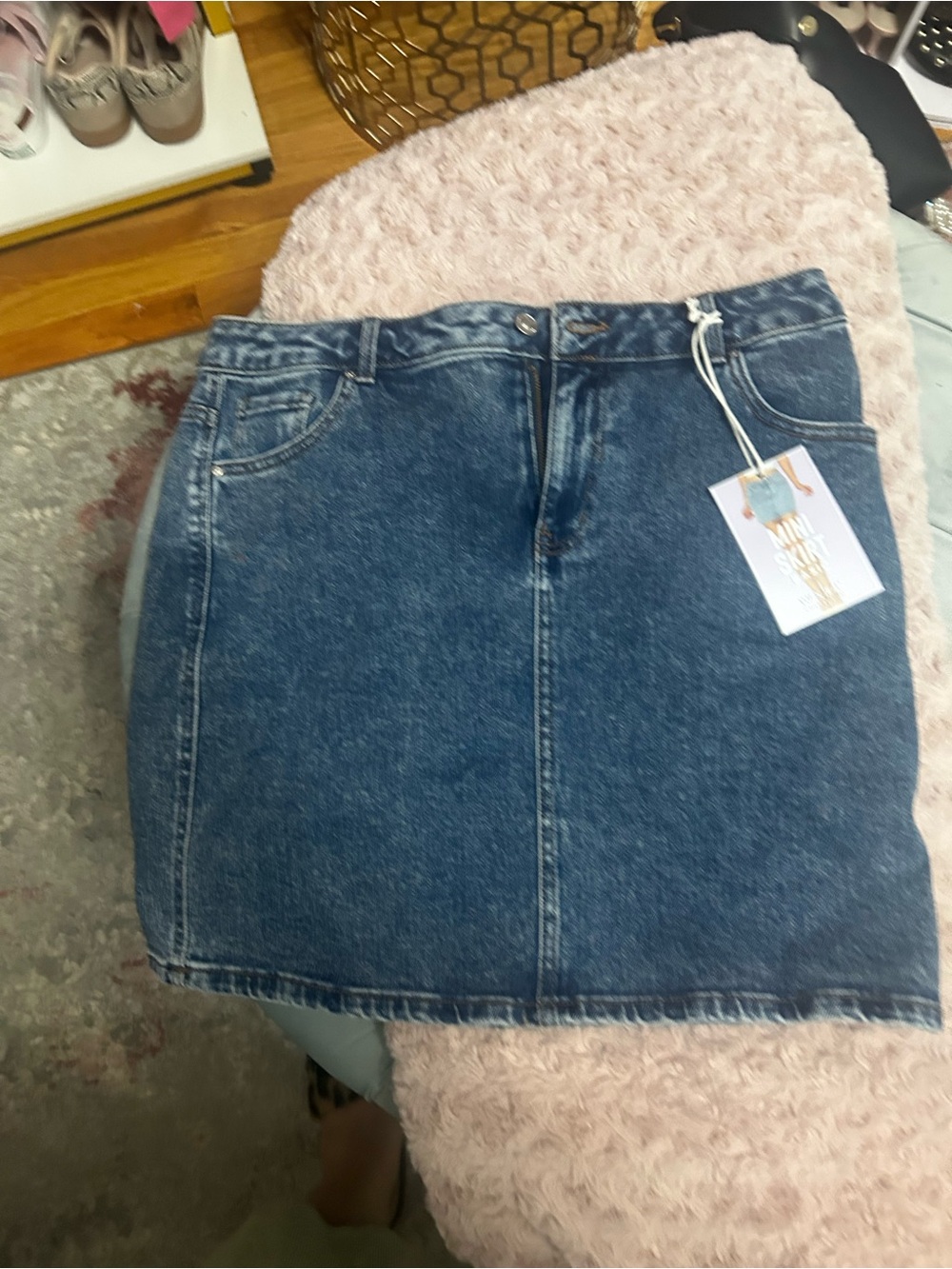 Wax Jean Blue Denim Mini Skirt
